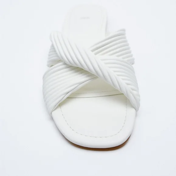Zara * Flat Sandals  White size 6.5/37 - Picture 2 of 5